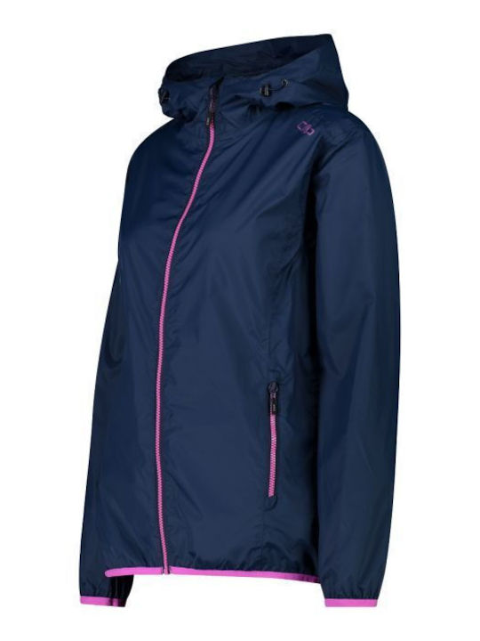 CMP Women's Short Lifestyle Jacket Waterproof for Winter with Hood Blue