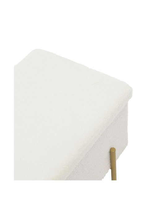 Stool For Living Room With Storage Space Upholstered with Fabric Ziwel White-gold 80x40x40cm