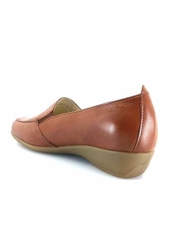 Leather Women's Moccasins in Tabac Brown Color