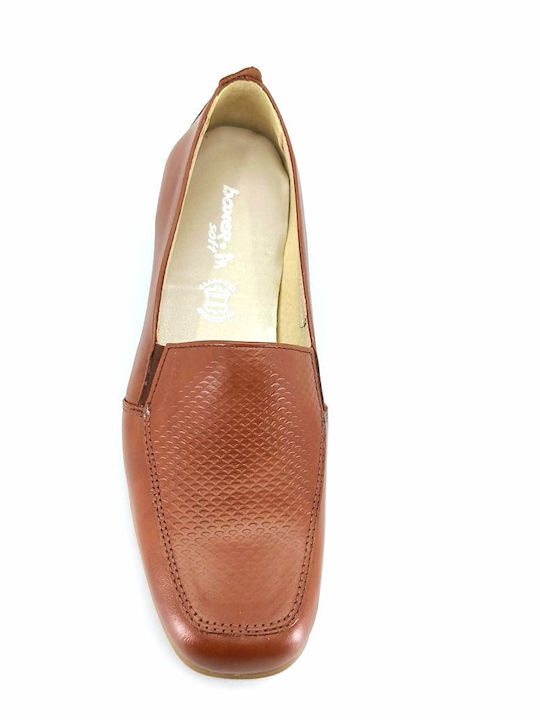 Leather Women's Moccasins in Tabac Brown Color