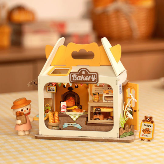 Rolife Bau- und Konstruktionsspielzeug Holz Roboter Teddy's Bread Box Mit LED Für Kinder Ab 14 Jahren