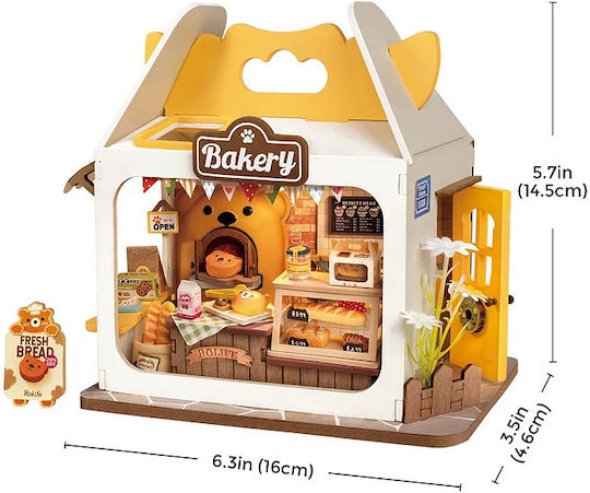 Rolife Bau- und Konstruktionsspielzeug Holz Roboter Teddy's Bread Box Mit LED Für Kinder Ab 14 Jahren