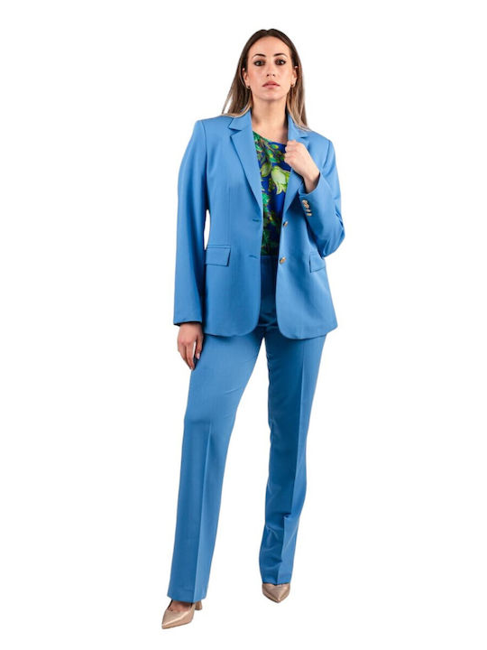 Baziana Women's Crepe Blazer Blue Chalk