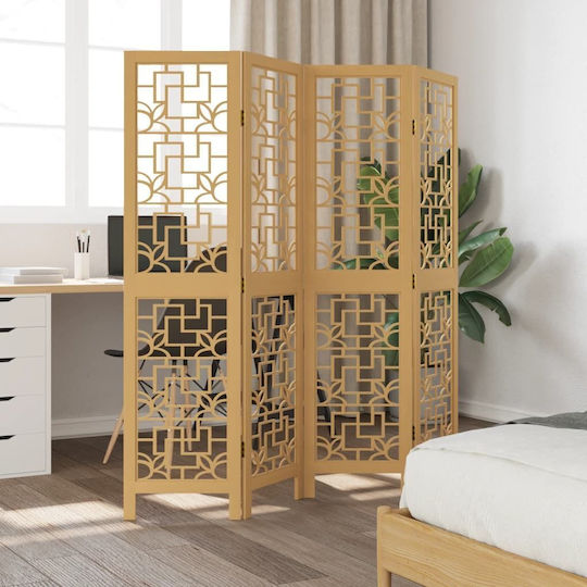 vidaXL Decorative Room Divider Wooden with 4 Panels 140x160cm