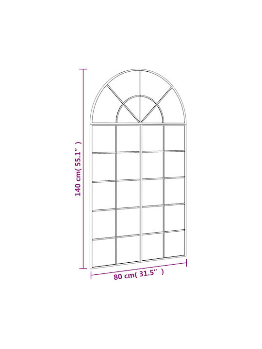vidaXL Wall Mirror Full Length with Black Metallic Frame 140x80cm 1pcs