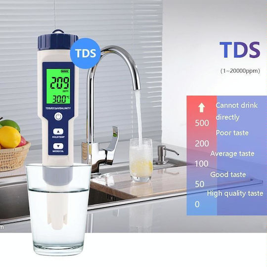 Ez-9909 Ph Соленост Температура Tds Ec 5-в-1 Тест Pen Многофункционален детектор за качество на водата