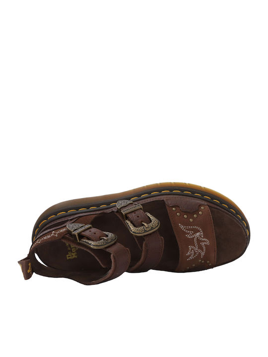 Gryphon Quad Women's Flat Sandals with Strap in Brown Color