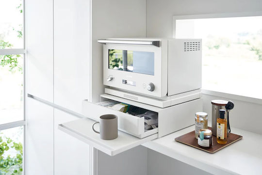Yamazaki Expandable Kitchen Counter Drawer Metal White Tower 39.3-64x45x13.5