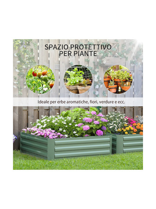 Outsunny Set 2 Planters Metal Galvanized Steel
