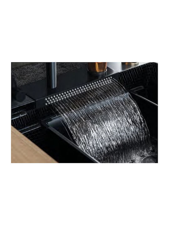 Sanitec Ένθετος Νεροχύτης Αριστερός Inox με Μπαταρία Μ80xΠ45cm Μαύρος