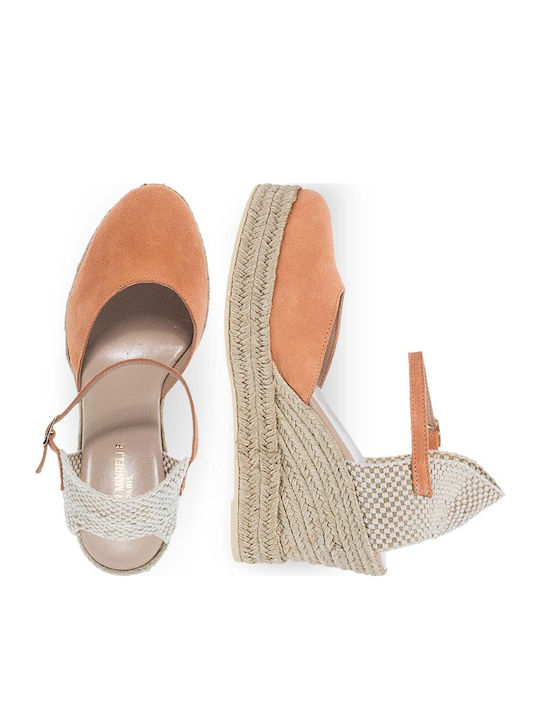 Women's Leather Platform Espadrilles Orange