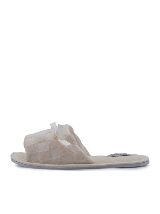 Frottee Winter Damen Hausschuhe Beige