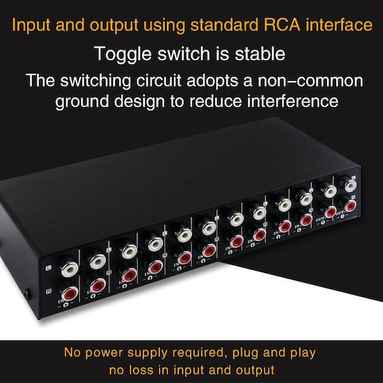 B059 10 In 2 Out 2 In 10 Out 2-way Rca Switch Audio Frequency Signal Select Shift Device Loudspeaker Box