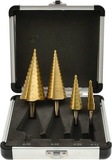 Geko Set of 4 Conical Drills HSS Titanium for Metal