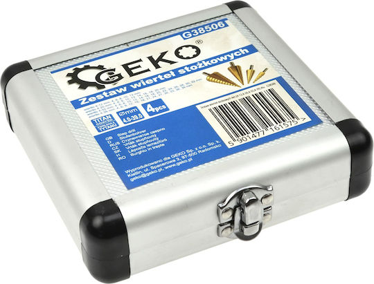 Geko Set of 4 Conical Drills HSS Titanium for Metal