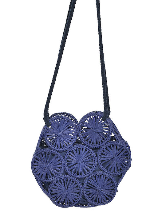 Ble Resort Collection Stroh Strandtasche mit Geldbörse Blau
