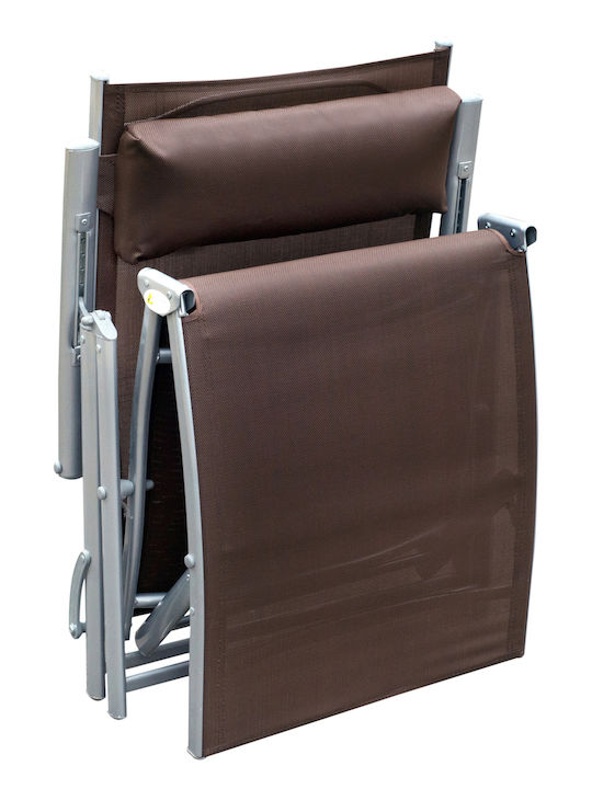 Liegestuhl Relax mit Kissen Braun 180x63.5x33cm.