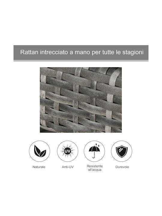 Liegestuhl Rattan mit Kissen Gray 2Stück 196x65x22cm.