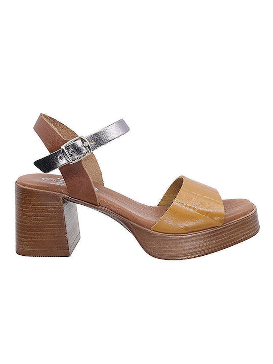 Valeria's Anatomic Leather Women's Sandals with Ankle Strap Tabac Brown