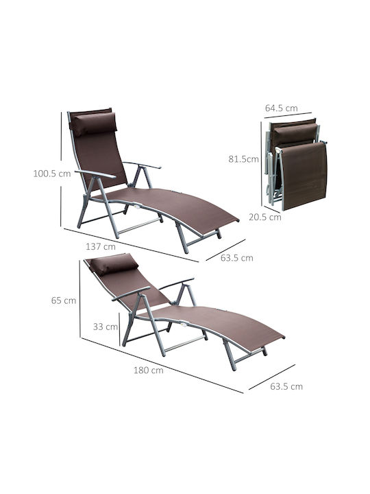 Liegestuhl Relax mit Kissen Braun 180x63.5x33cm.