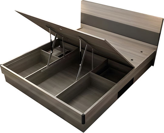 Daizy Легло Полутораспално Дървено Walnut-grey с Място за Съхранение & Ламели за Матрак 120x200см