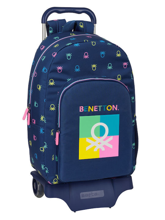 School Bag Wheels Benetton Cool Navy Blue 30 X 46 X 14 Cm