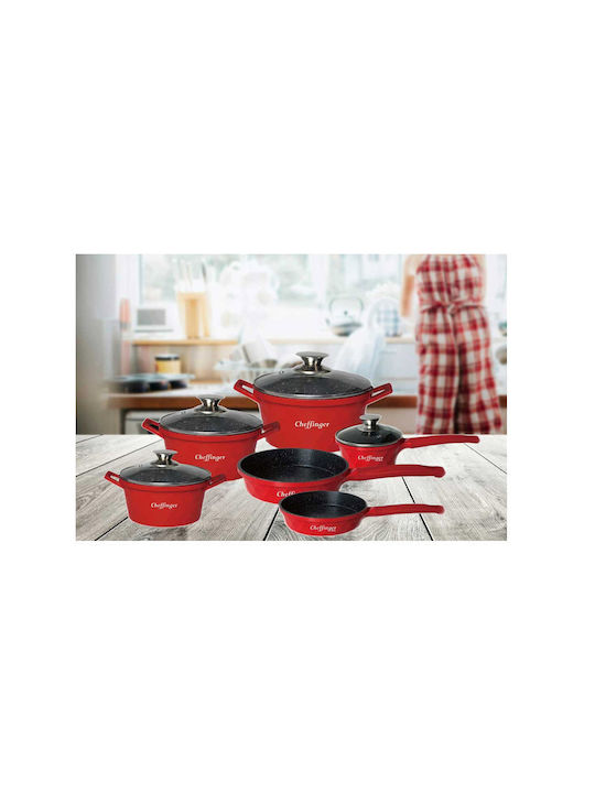 Cheffinger Kochgeschirr-Set Red 10Stück