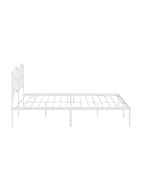 Метално Легло King Size Бяло с Дъски за Матрак 193x203см