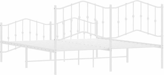 Κρεβάτι King Size Μεταλλικό Λευκό με Τάβλες για Στρώμα 183x213cm