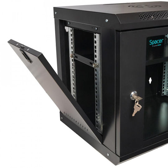 Spacer Стенен Рак Шкаф 9U 45x45x45 см Черен