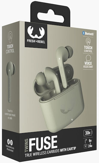 Fresh 'n Rebel Twins Fuse In ear Bluetooth хендсфри Слушалки с Кутийка за Зареждане Изсушено зелено