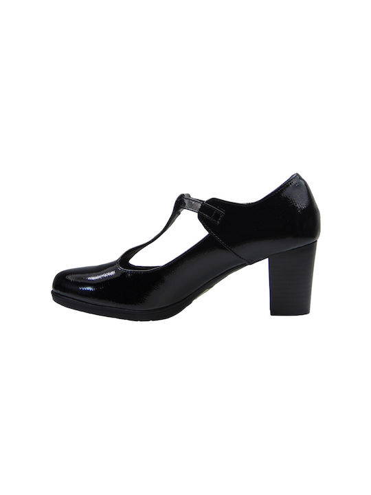 M&M Patent Leather Black Heels with Strap