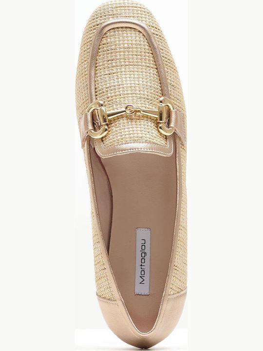 Δερμάτινα Γυναικεία Loafers σε Μπεζ Χρώμα