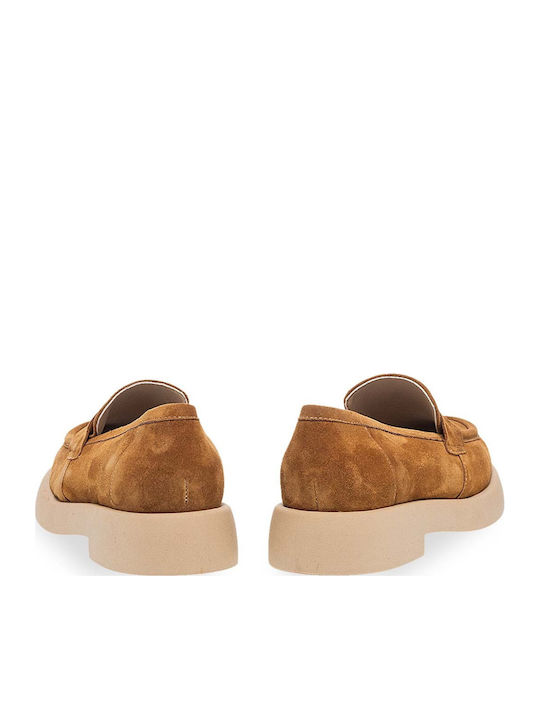 Leather Women's Moccasins in Tabac Brown Color