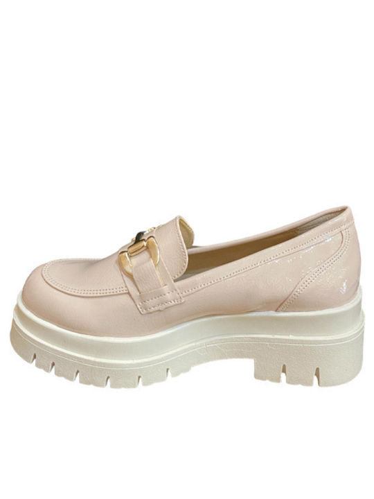 Lackleder Damen Mokassins in Rosa Farbe