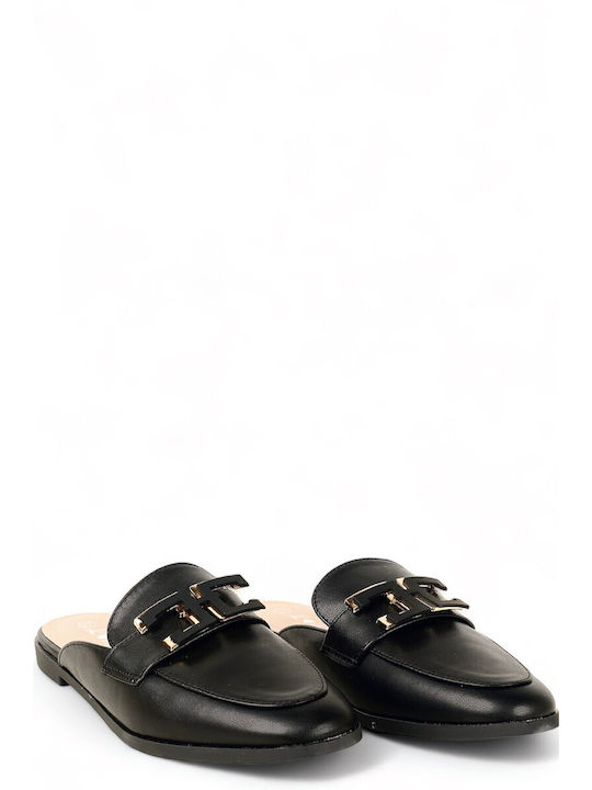 DOT Flat Mules Black