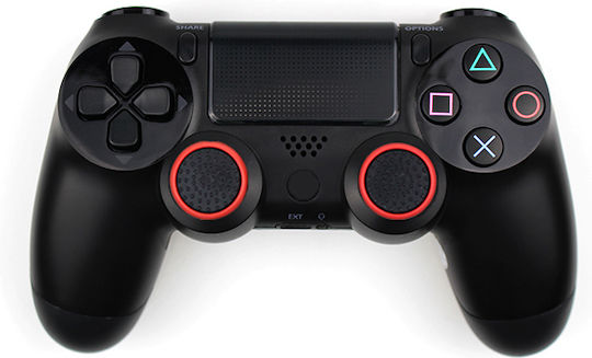 Set 2 Joystick-Abdeckungen Zola Silikon Universal Playstation Xbox 22x5 mm Schwarz Rot
