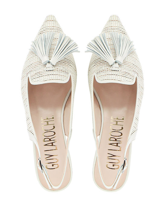 Lederne Damen Ballerinas in Weiß Farbe