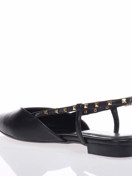 Toutounis Leather Ballerinas Black