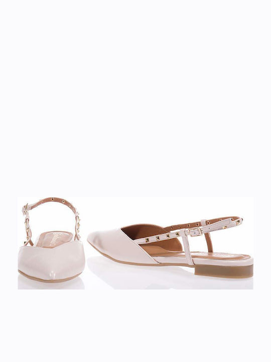 Lederne Damen Ballerinas in Beige Farbe