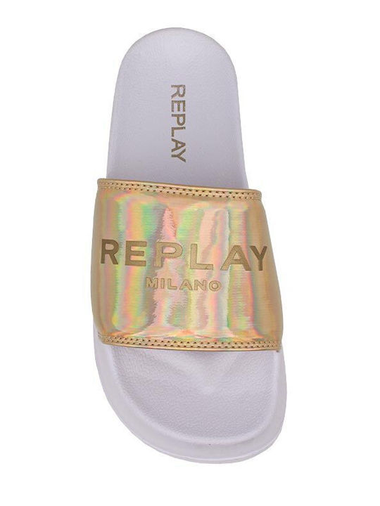Lotty Slides With Platform In Gold Colour