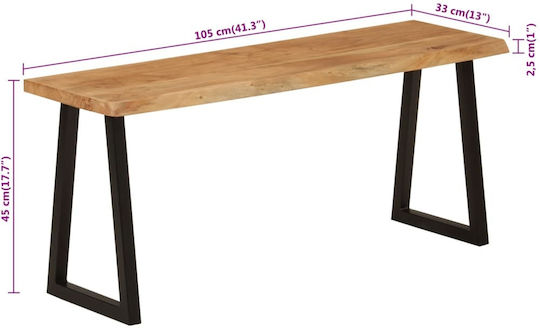 Console Table of Solid Wood & Metal Coffee L105xW33xH45cm