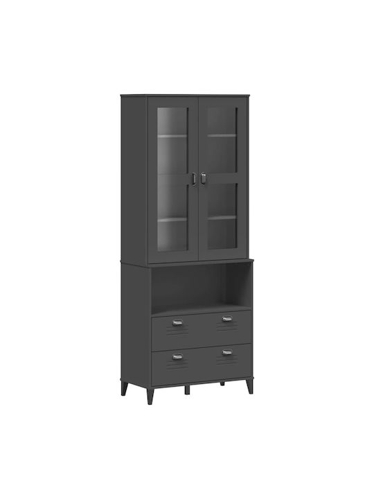 Boden Wohnzimmer-Vitrine mit Glas Charcoal Grey 80x40x200cm