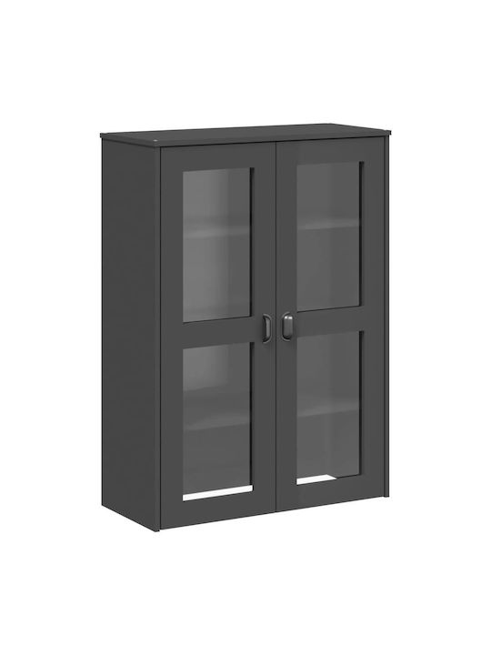 Boden Wohnzimmer-Vitrine mit Glas Charcoal Grey 80x40x200cm