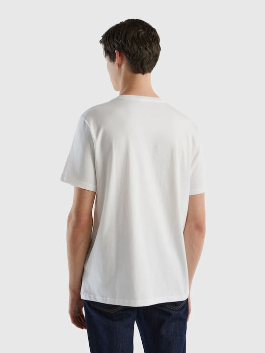 Benetton Herren T-Shirt Kurzarm Weiß