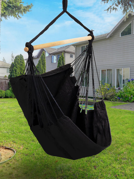 Leagăn Suspendat Fotoliu Cu Pernă Material Textil Negru L96xA115xÎ115cm