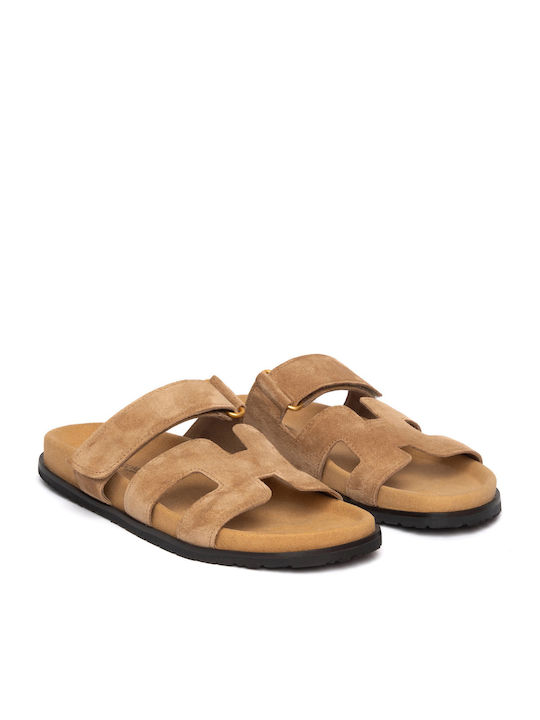 Komis & Komis Leather Women's Flat Sandals in Brown Color