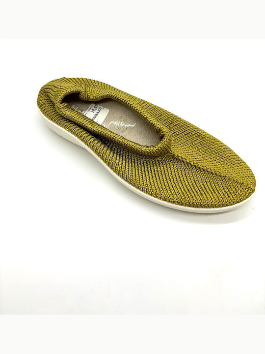 Naturata Shoes Δερμάτινα Ανατομικά Γυναικεία Slip-On Κίτρινα