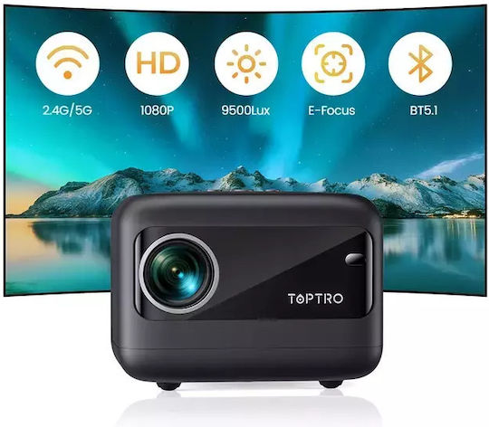 Toptro TR25 Proiector LCD HD LED cu Wi-Fi și Difuzoare Incorporate Negru