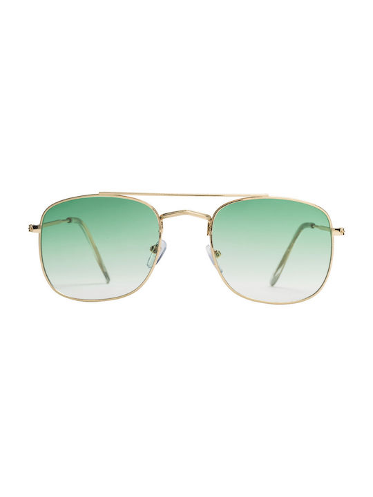 Sunglasses with Gold Metal Frame and Green Gradient Lens 02-8813-03